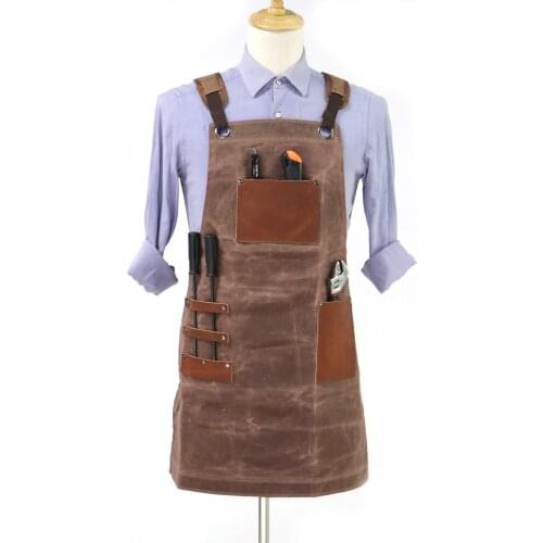 Waterproof high duty wax canvas heavy working tool apron for gardener men unisex
