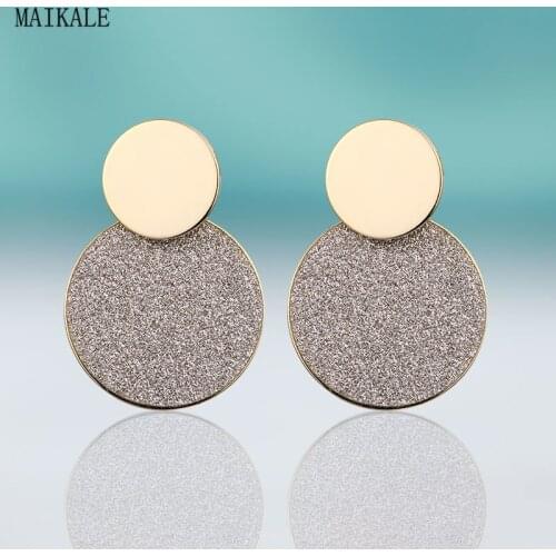MAIKALE New Design Modern Round Drop Earrings for Women Metal Sequins Disco Circle Dangle Earring Girls Art Bling Earing Jewelry