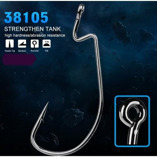 10pcs/lot Worm Hook Offset Fishing Hook 1/0#-5/0# High Carbon Steel Black Thick Jig Hook For Soft Bait Anzol Peche Carp Fishhook