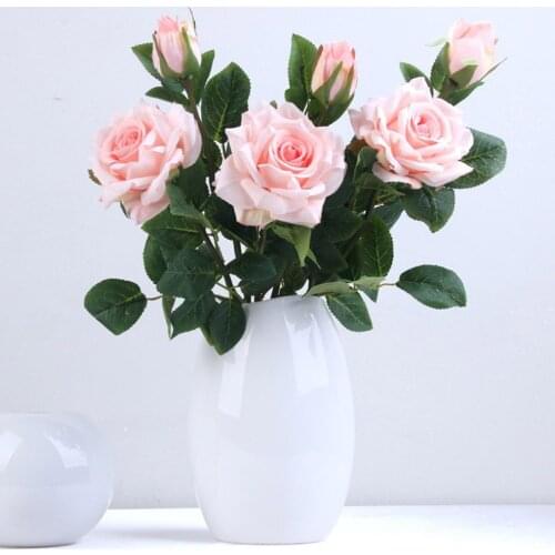 10pcs/lot 35cm 2 heads White Pink Silk Rose Branch Home Decor Artificial Flower Wedding Hotel Banquet Decorative False Flowers