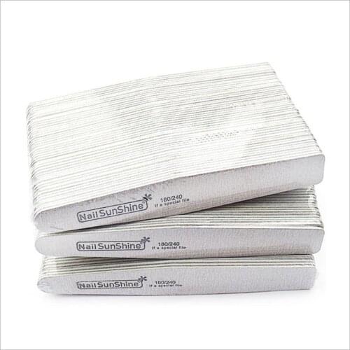 200 pcs Strong Thick zebra Wood Nail Files 180/240 100/180 Lima Buffer Manicure Wood Sanding Nails Files