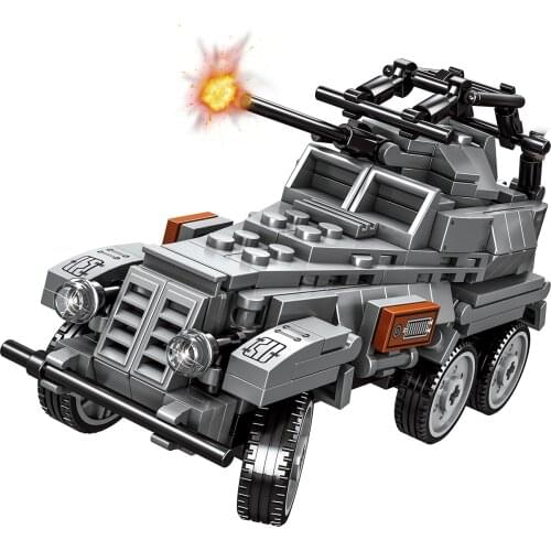 2021 World War 2 WW2 Army Military Soldier City Police SWAT Armored Reconnaissance Vehicle Building Blocks Bricks DIY Kids Toys