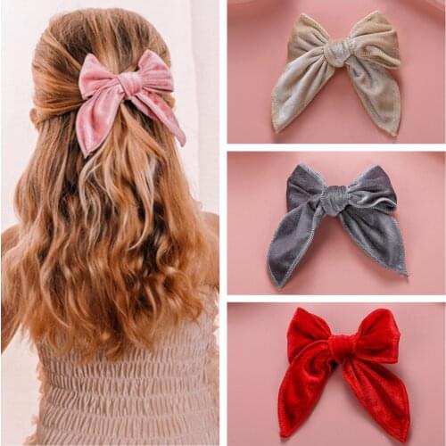 3pcs Velvet Bow hair Clip Girls Bow Tie Hairpins Barrettes Children Korean Elegant Bow Hair Clip Soft Fashion Hair Accessories