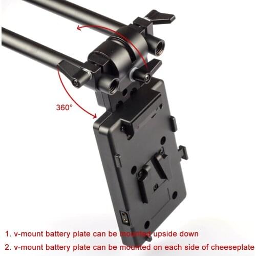 360° Swivel Spin 15mm Rod Clamp Mount Cheese Plate V-mount Battery BasePlate fr 4K 8K Film Camera Steadicam Gimbal Power Supply