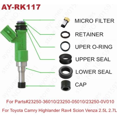 40Sets For Toyota Camry Rav4 Scion Venza 2.5L 2.7L Fuel Injector Repair Kits OEM#23250-0C020 23250-36010 23250-0V010 (AY-RK117)