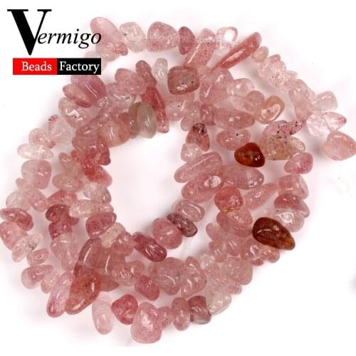 5mm-8mm Irregular Natural Stone Strawberry Quartz Chips Beads For Jewelry Making Gravel Beads Diy Bracelets Necklace 15inches