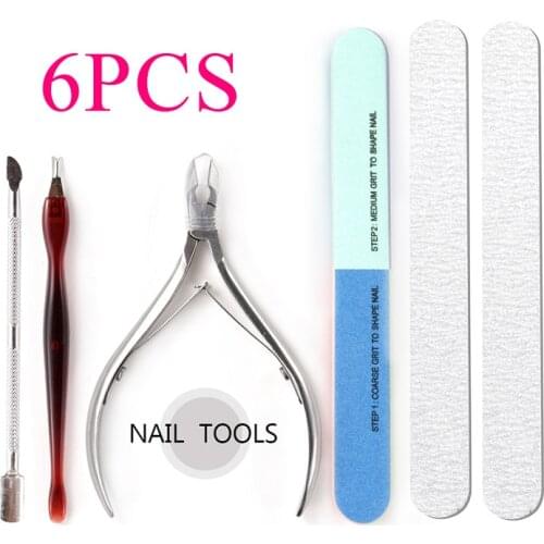 6 pcs Professional Nail Care Tool Makeup Set Fingernail Toenail Buffer Manicure set