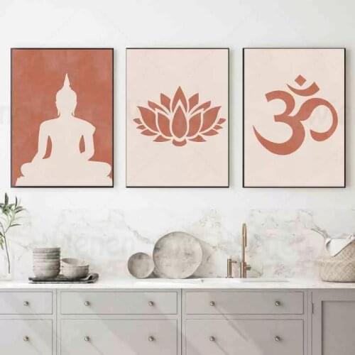 Abstract Painting Buddha Lotus Symbol Canvas Prints and Posters Art Canvas Painting Mural Modern Home Decoration for Living Room