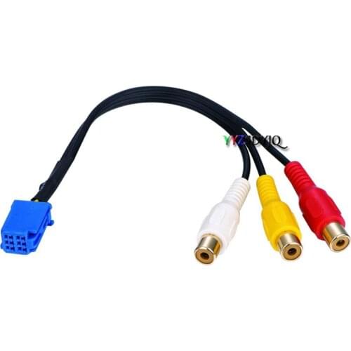 Audio Video Cable For Toyota original Blue 6Pin Connector To 3 Rca Female 7283-5862 18017 18020
