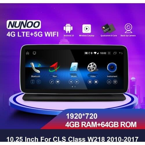 Nunoo 1920*720 Car DVD Player Android 10.0 4GB 64GB For Mercedes Benz CLS Class W218 2010-2018 8 Core Built-in Carplay GPS IPS