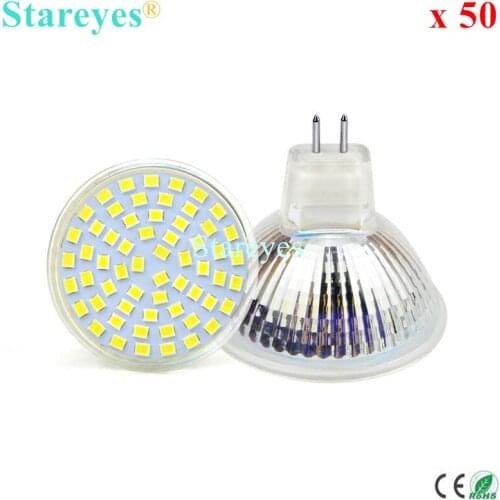 Free Shipping 50 pcs 3528 SMD 60 LED 4W MR16 (DC12V) LED Spot light Bulb Epistar chip Downlight lamp led light lighting