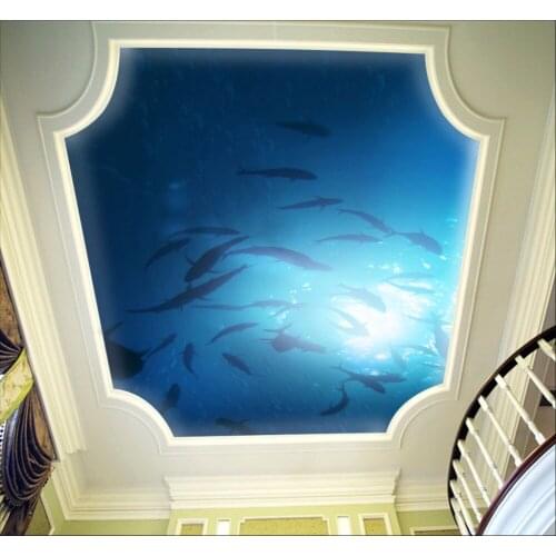 Large ceiling New 8d sea world Wallpaper Mural 3D Wall Mural Wall paper for Living Room fish 3d Wallcovering decorate