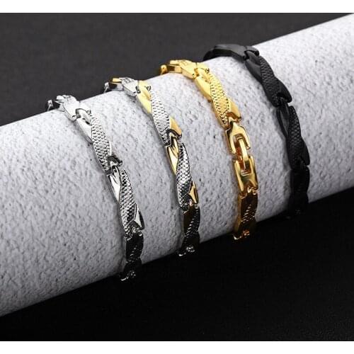 1Pcs New Simple and Fashionable Mens Titanium Steel Inter-gold Bracelet, Wild Female High-end Temperament Dragon Chain