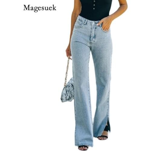 Wide Leg Pants 2021 Summer Autumn New Fashion Denim Trousers Washed Solid Jeans Women Loose High Waist Jeans Ladies Jeans 15308