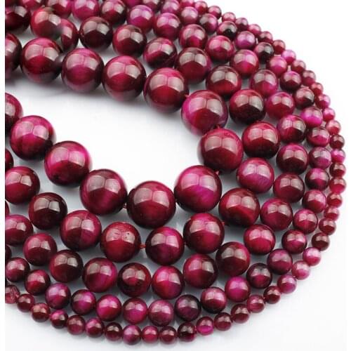 15"(38cm) Strand Round Natural Rose Tigers Eye Stone Rock 4mm 6mm 8mm 10mm 12mm Beads lot for Jewelry Making DIY Bracelet