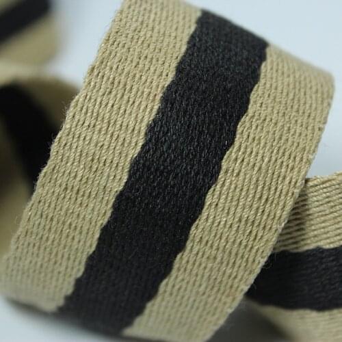 38mm wide Khaki black Khaki cotton webbing 45 yards 1.4mm thick for Shoulder strap handbag
