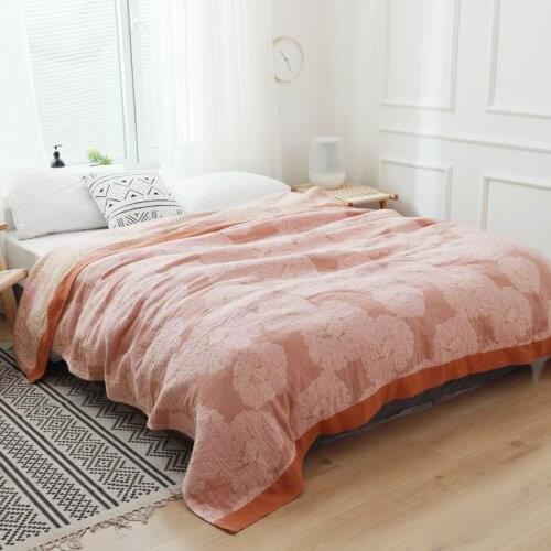 Cotton Five Layers Gauze Muslin Throw Blanket for Sofa Bed Lightweight Cozy Summer Bedding Sheet Full Queen Size Kids Quilts