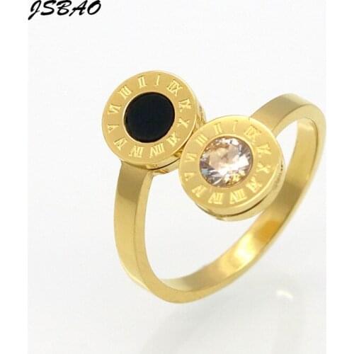 JSBAO FiveA Brand Delicate Zircon Roman Numerals Pattern Alliances Rings, Best Gift For Women Manual Mosaic Love Ring