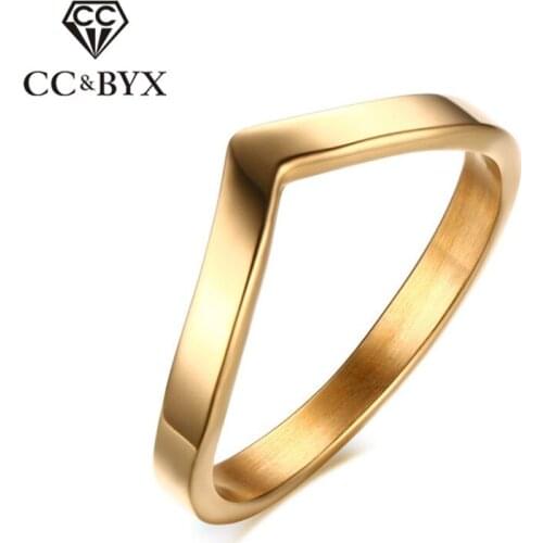 CC Stainless Steel Rings For Women And Men Letter "V" Ring Ladies Jewelry Simple Accessories Lovers Anel Bijoux Femme CC1267
