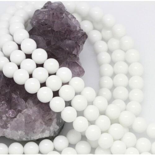 Fashion 10mm White Onyx Gems Loose Beads Natural Stone Accessory Parts Semi-finished Necklace Girl Fashion Jewelry Making 15inch