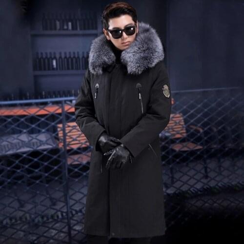 2021 autumn and winter new mens jacket raccoon fur collar qinggen otter fur liner middle-aged mens long full fur coat