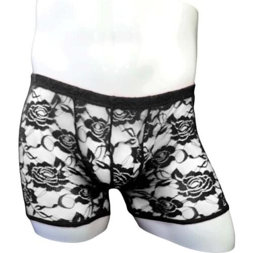 New Mens sexy lace gay Shorts Transparent Briefs Underwear Breathable thong sexy panties sissy panties