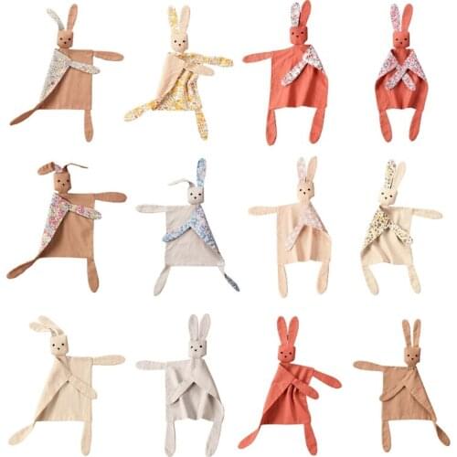 N7ME Baby Soother Appease Towel Bib Soft Animal Rabbit Doll Teether Infants Comfort Sleeping Nursing Cuddling Blanket Toys Gifts