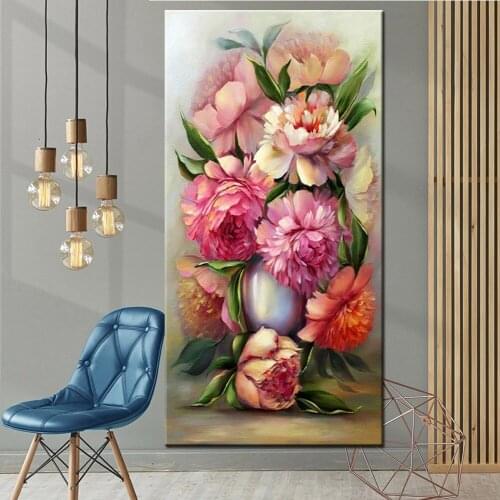 Large peony Flowers in Vase diamond embroidery Peony 5D DIY full diamond painting round drill 3d rhinestone mosaic set A744