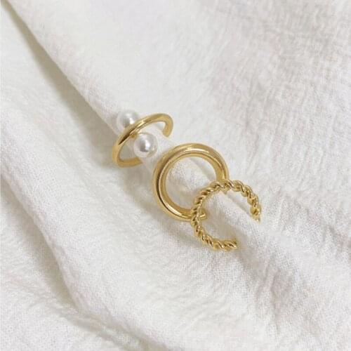 Simulated Pearl Ear cuff Clip on Earrings Set Female Stackable Gold Color Earcuffs No Pierced Ear Jewelry 2020 Fashion