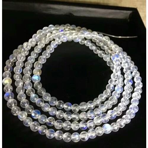 Natural Moonstone Blue Light Gemstone Beads Bracelet AAA 4.2mm