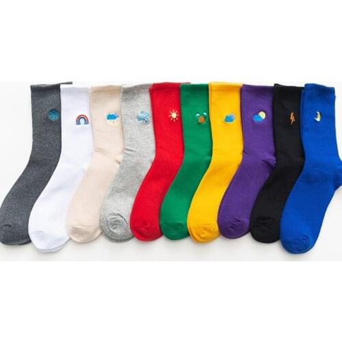 10Pair Middle Tube Cotton Women Socks Set Autumn Street Fashion Embroidery Sports Cycling Socks Breathable Brand Designer Sokken