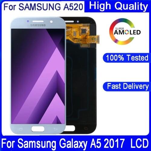 For SAMSUNG Galaxy A5 2017 Original Super AMOLED Display Touch Screen Digitizer A520 A520F SM-A520F Display Replacement Parts