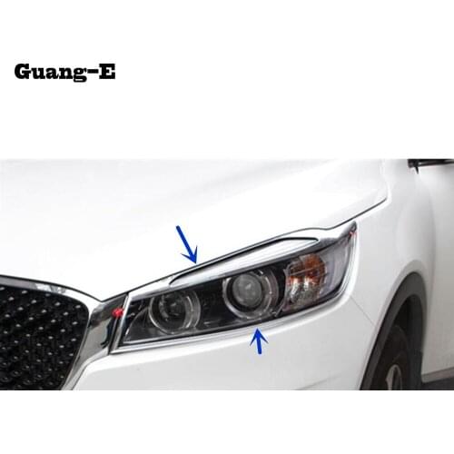 Car Front Head Light Lamp Hood Molding Frame Stick ABS Chrome Cover Trim Hoods 2pcs For Kia Sorento L 2015 2016 2017