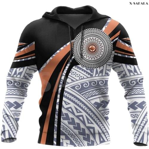 Polynesia Micronesia Handicraft Black Brown 3D Over Printed Hoodie Man Women Unisex Outwear Zipper Pullover Sweatshirt Casual