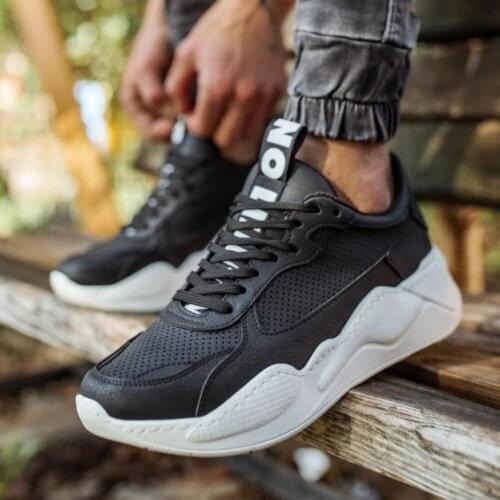 Knack Sneakers Casual Male Shoes 606 Black (White Bottom) Street Fashion New Season New Creation Cool Comfortable Style