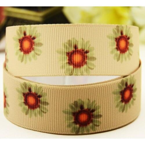 22mm 25mm 38mm 75mm Flower printed Grosgrain Ribbon party decoration 10 Yards X-04450