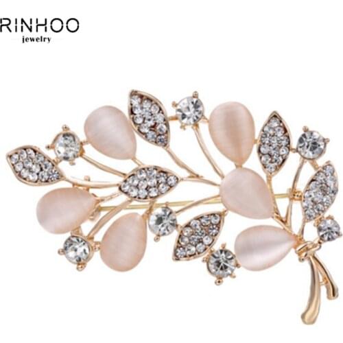 Rinhoo Crystal Rhinestone Flower Brooch for women Wedding party clothing accessories Elegant Lady Casual Jewelry