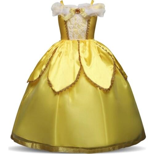 4 6 7 8 9 10Y Beauty And Beast Christmas Dress For Girls Princess Halloween Costume Party Cosplay Children Dresses Aurora Dress
