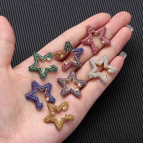Rainbow Star Ear Cuffs Earrings For Women Colorful Multi-Hoop Rhinestone Ear Cuff Romantic Heart Boho Ear Clips Womens Jewelry