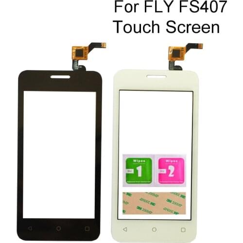 4.0" Touch Screen Sensor Glass For Fly Stratus 6 FS407 Touch Screen Mobile Digitizer Front Glass Tools 3M Glue Wipes