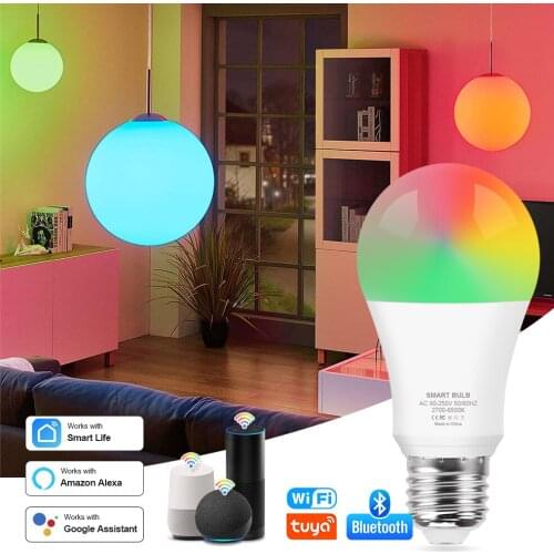 15W Bluetooth WiFi Smart Light Bulb E27 LED RGB Lamp Works with Alexa/Google Home 85-265V White Warm White Dimmable Magic Bulb