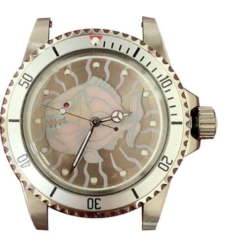 Unique Design Iuminous Fish 39.5mm 316L Stainless Steel Watch Case Fit For Seiko NH35/NH36 Movement