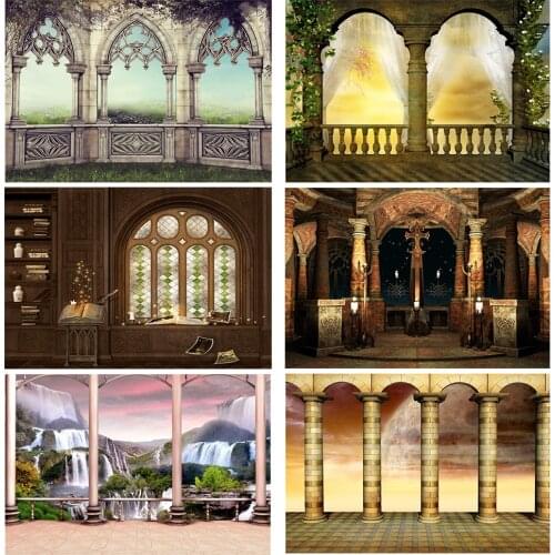 Vintage Palace Secret Garden Vinyl Photography Background Arch Pillars Fairytale Backdrop Wedding Child Portrait Birthday Banner