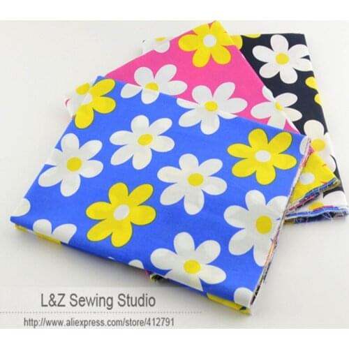 3 Designs 70cmx50cm Cotton Fabric fat quarter set Pretty Daisy for sewing dress shirt clothing quilting tissue patchwork 093