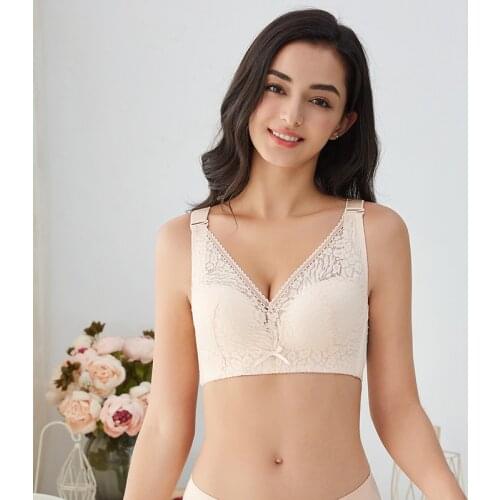 Plus Size Bras For Women Underwear Push Up Bra Wireless Sexy Lace Brassiere Active Woman Clothing Deep V Breathable Bralette