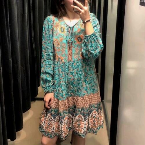 Foridol 2020 Spring Autumn Women Long Sleeve Dress Chic Tassel V Neck Mini Dresses Hippie Boho Casual Beach Dress Short Female