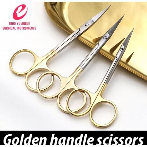Golden handle ophthalmic scissors cosmetic plastic surgery equipment express shear stainless steel tissue scissors