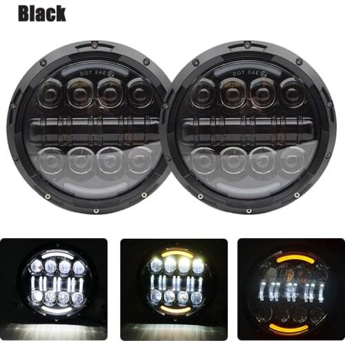 1Pair LED Headlight 7" 80W Hi/Lo Beam with Angel Eyes for Jeep Wrangler Haley HeadLamp Car Motorcycle