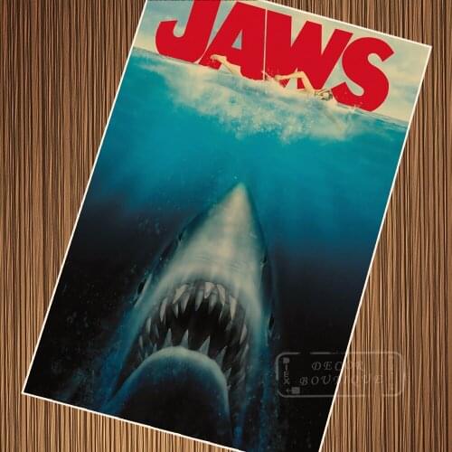 1975: Jaws Classic Movie Old Film Retro Vintage Poster Canvas Painting DIY Wall Paper Home Decor Gift
