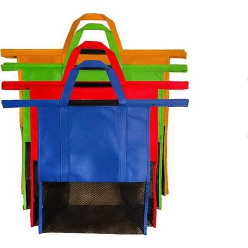 2SET / LOT Environmental Shopping Bag Reusable Tote Bags Folding Cart Hanging Handbags Trolley Shopping Bag
